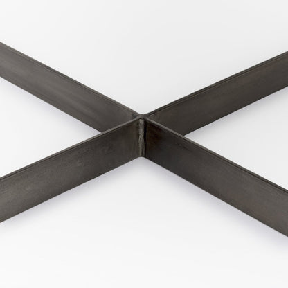 Medium Brown Woodantique Nickel Metal Base Square Coffee Table