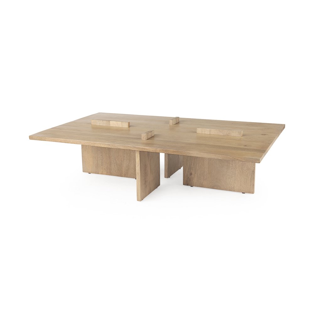 56 X 34 Rectangular Light Brown Wood Coffee Table