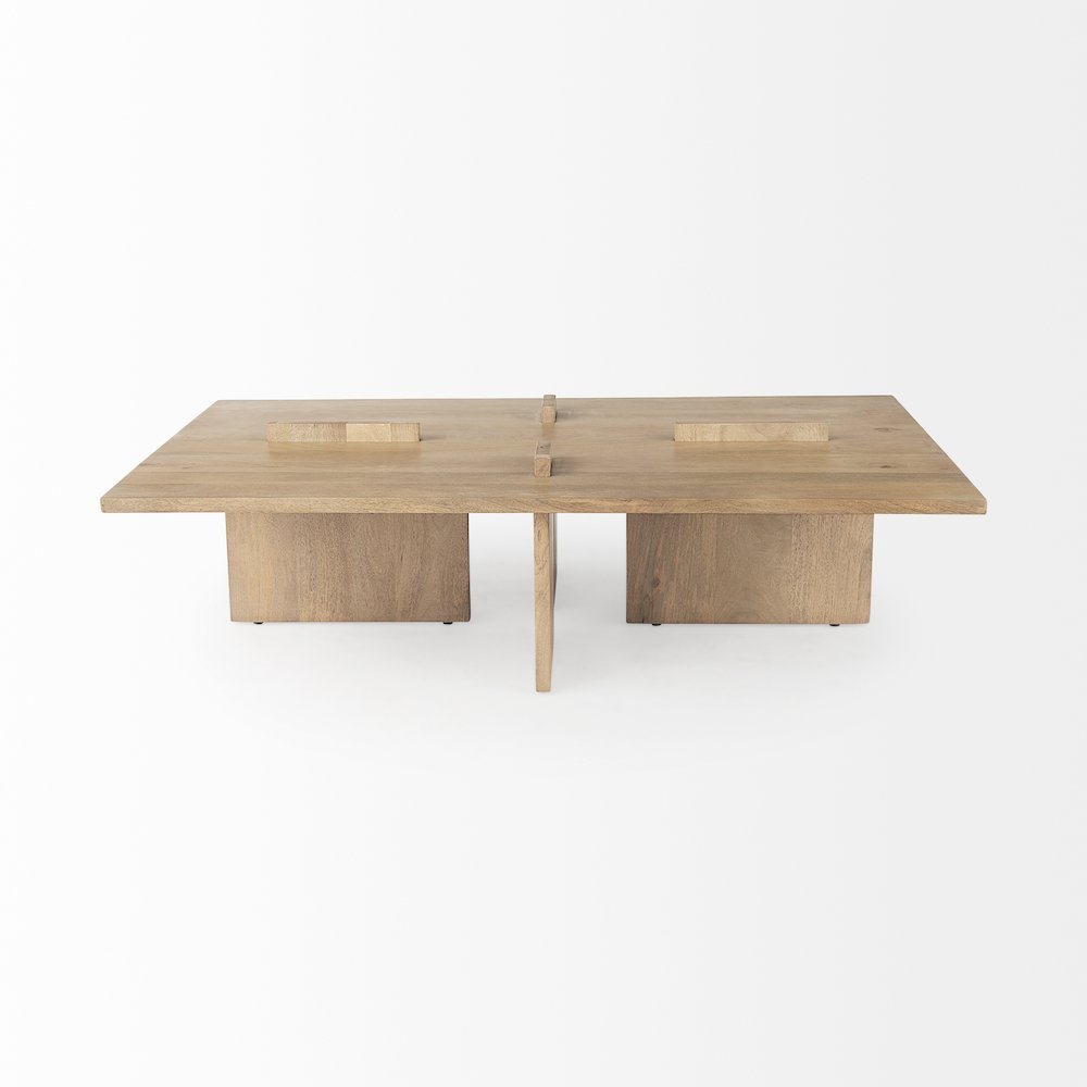 56 X 34 Rectangular Light Brown Wood Coffee Table