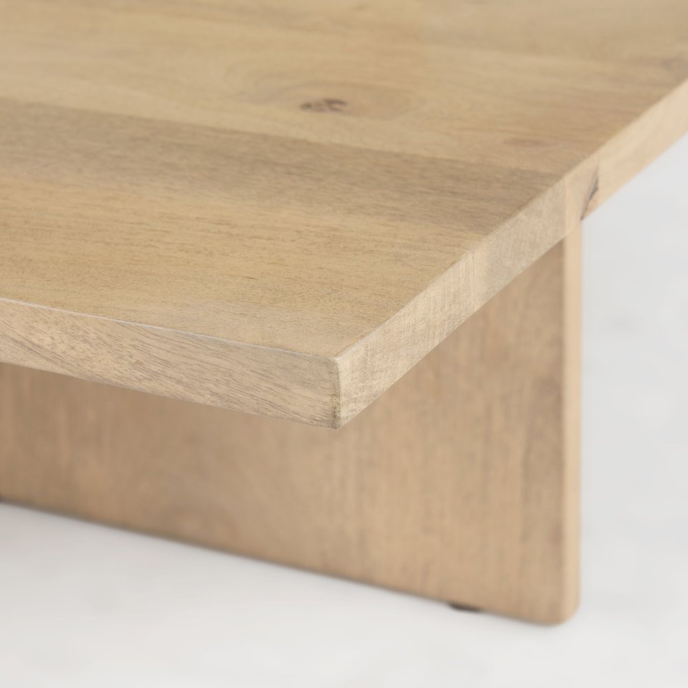 56 X 34 Rectangular Light Brown Wood Coffee Table