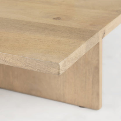 56 X 34 Rectangular Light Brown Wood Coffee Table