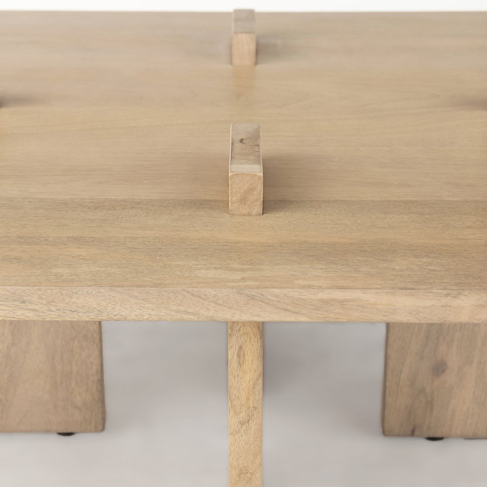 56 X 34 Rectangular Light Brown Wood Coffee Table