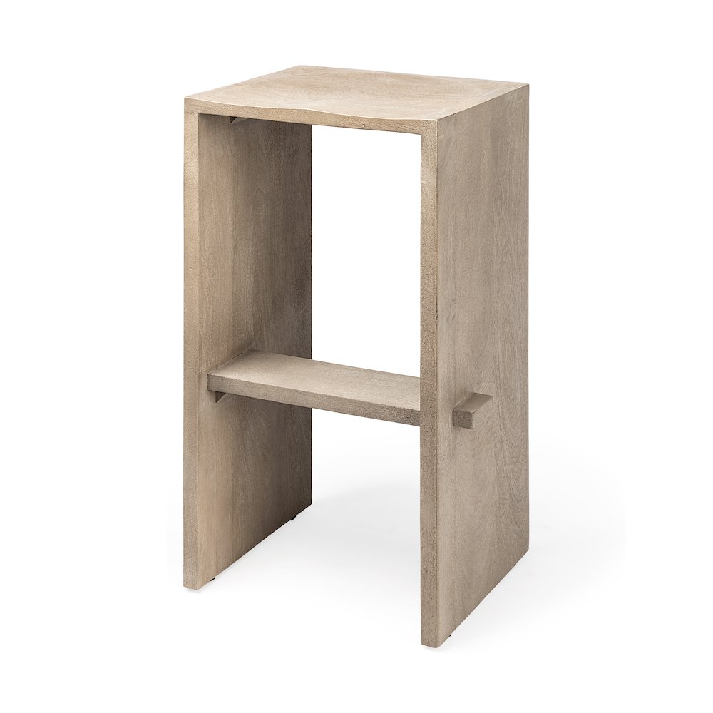 30" Seat Height Light Gray Wood Bar Stool