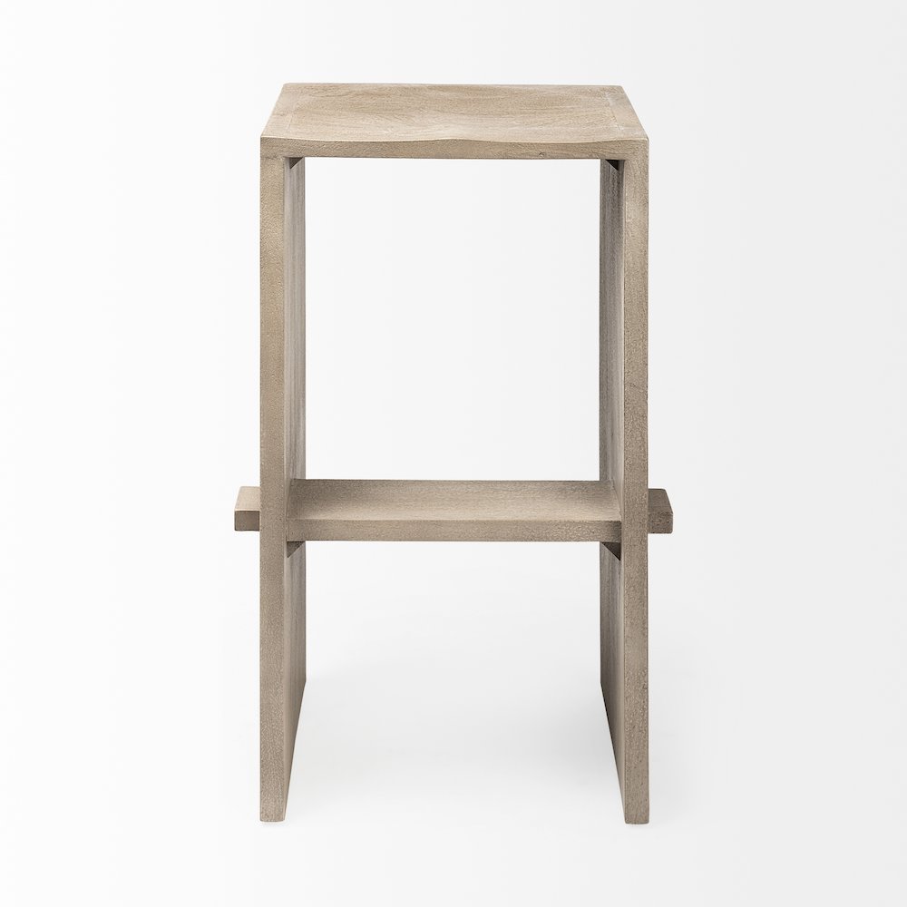 30" Seat Height Light Gray Wood Bar Stool