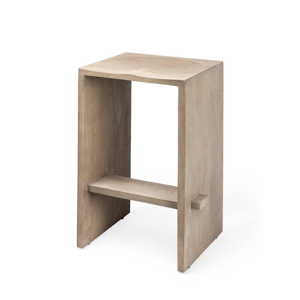 26" Seat Height Light Gray Wood Counter Stool