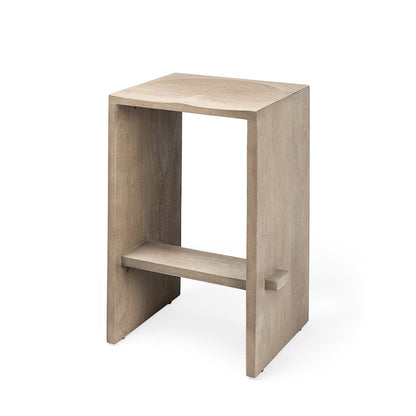 26" Seat Height Light Gray Wood Counter Stool