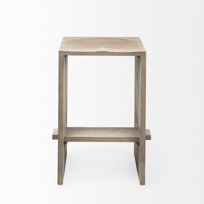 26" Seat Height Light Gray Wood Counter Stool