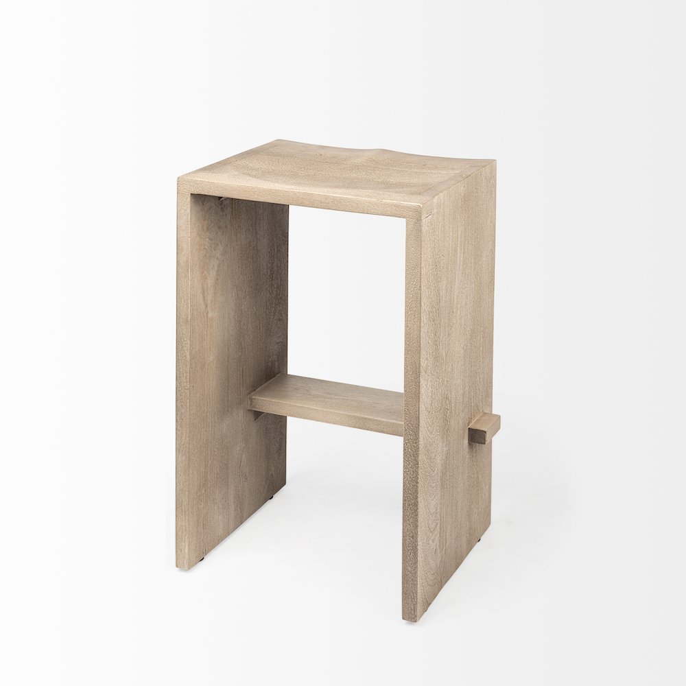 26" Seat Height Light Gray Wood Counter Stool