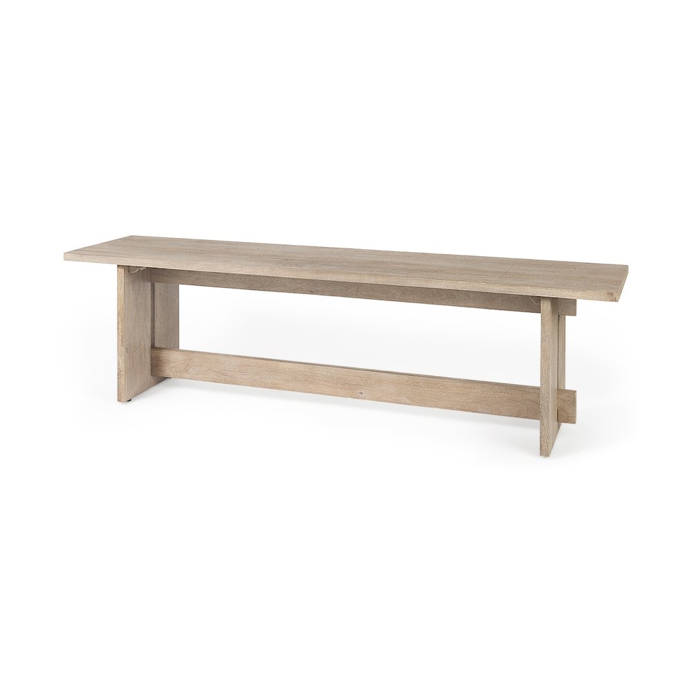 18H Light Gray Wood Dining Bench
