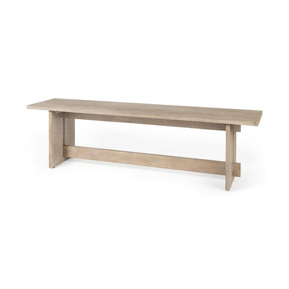 18H Light Gray Wood Dining Bench