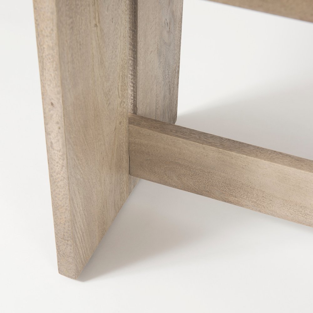 18H Light Gray Wood Dining Bench