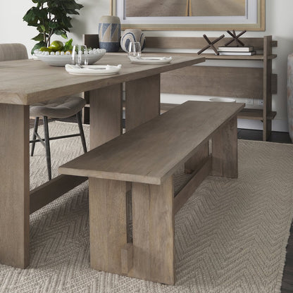 18H Light Gray Wood Dining Bench