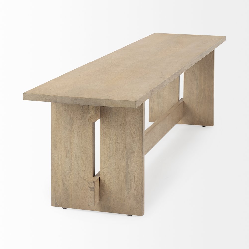 18H Light Brown Wood Dining Bench