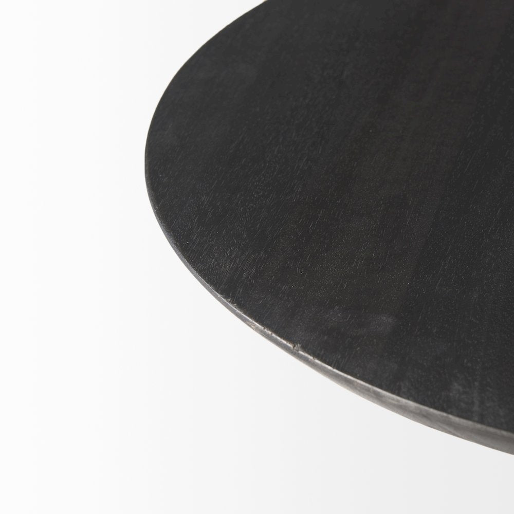 Maxwell 20" Round Dark Brown Wood Black Metal Pedestal Side Table