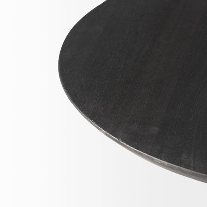 Maxwell 20" Round Dark Brown Wood Black Metal Pedestal Side Table