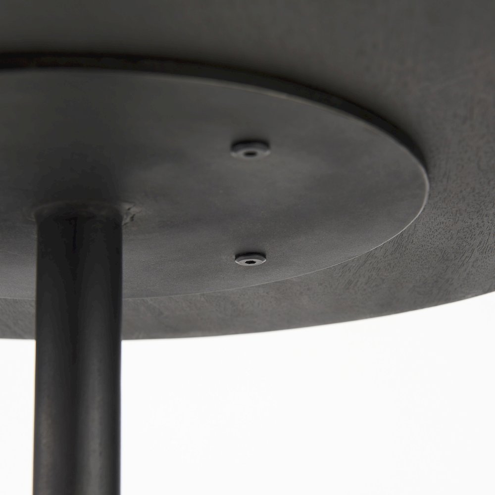 Maxwell 20" Round Dark Brown Wood Black Metal Pedestal Side Table