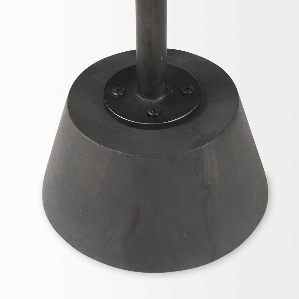 Maxwell 20" Round Dark Brown Wood Black Metal Pedestal Side Table