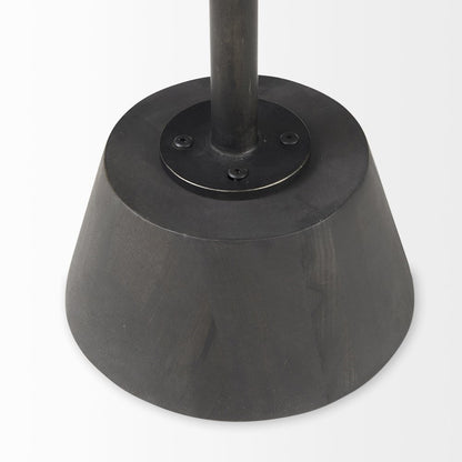 Maxwell 20" Round Dark Brown Wood Black Metal Pedestal Side Table