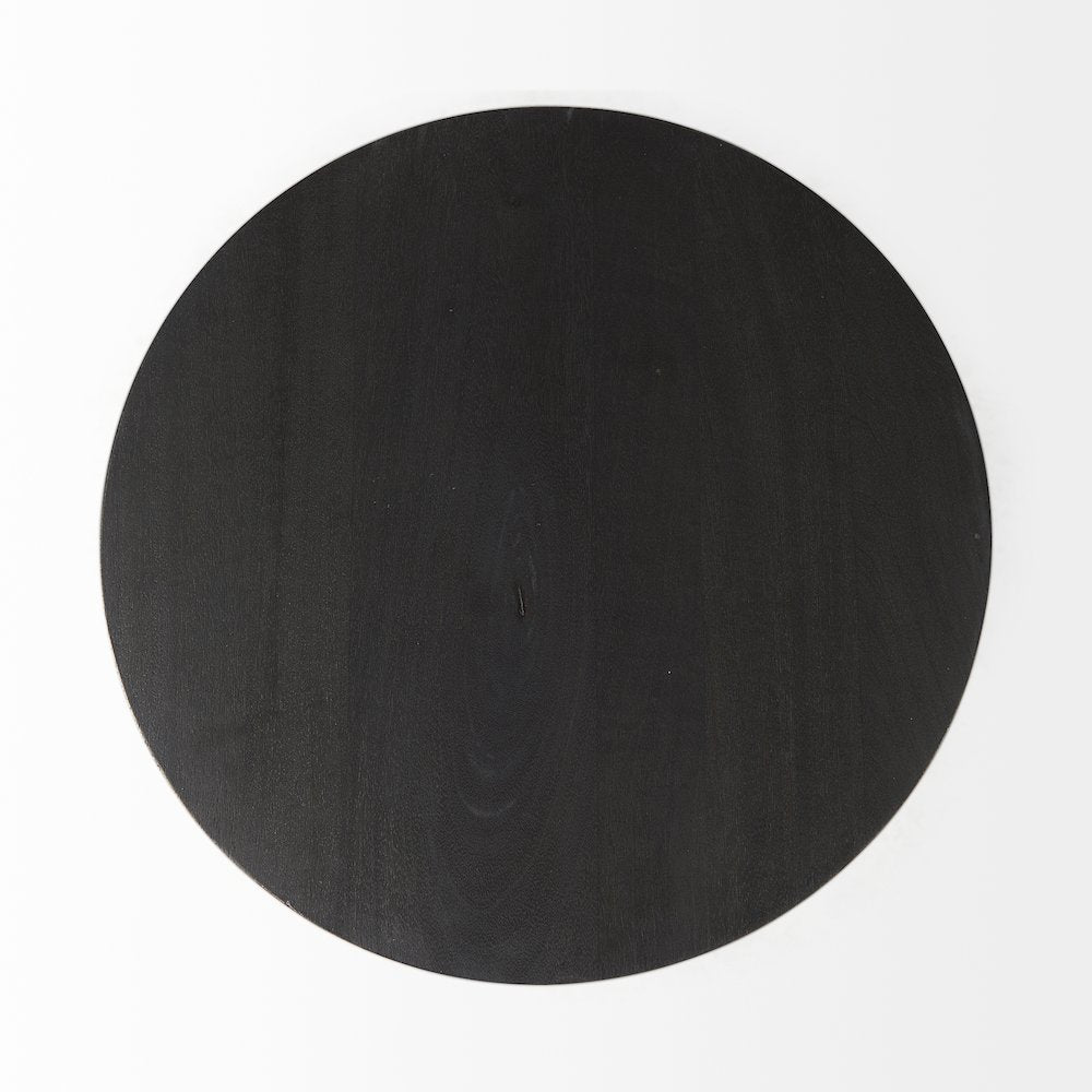 Maxwell 20" Round Dark Brown Wood Black Metal Pedestal Side Table