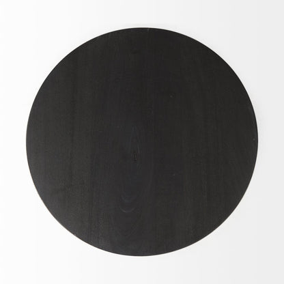 Maxwell 20" Round Dark Brown Wood Black Metal Pedestal Side Table
