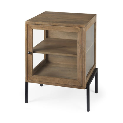 Arelius 20L x 18W x 26H Light Brown Wood Black Metal Frame End/Side Table