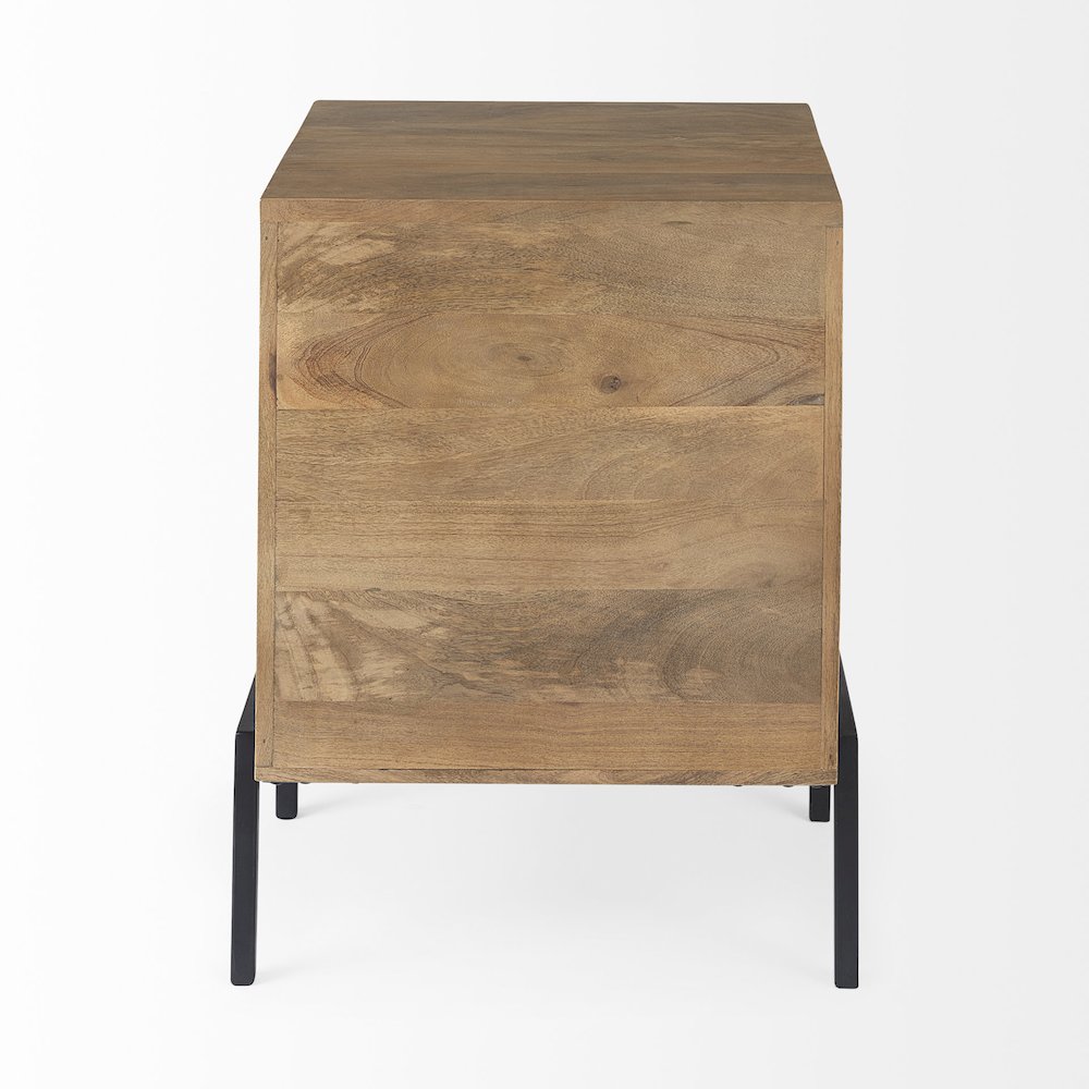 Arelius 20L x 18W x 26H Light Brown Wood Black Metal Frame End/Side Table