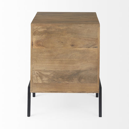 Arelius 20L x 18W x 26H Light Brown Wood Black Metal Frame End/Side Table