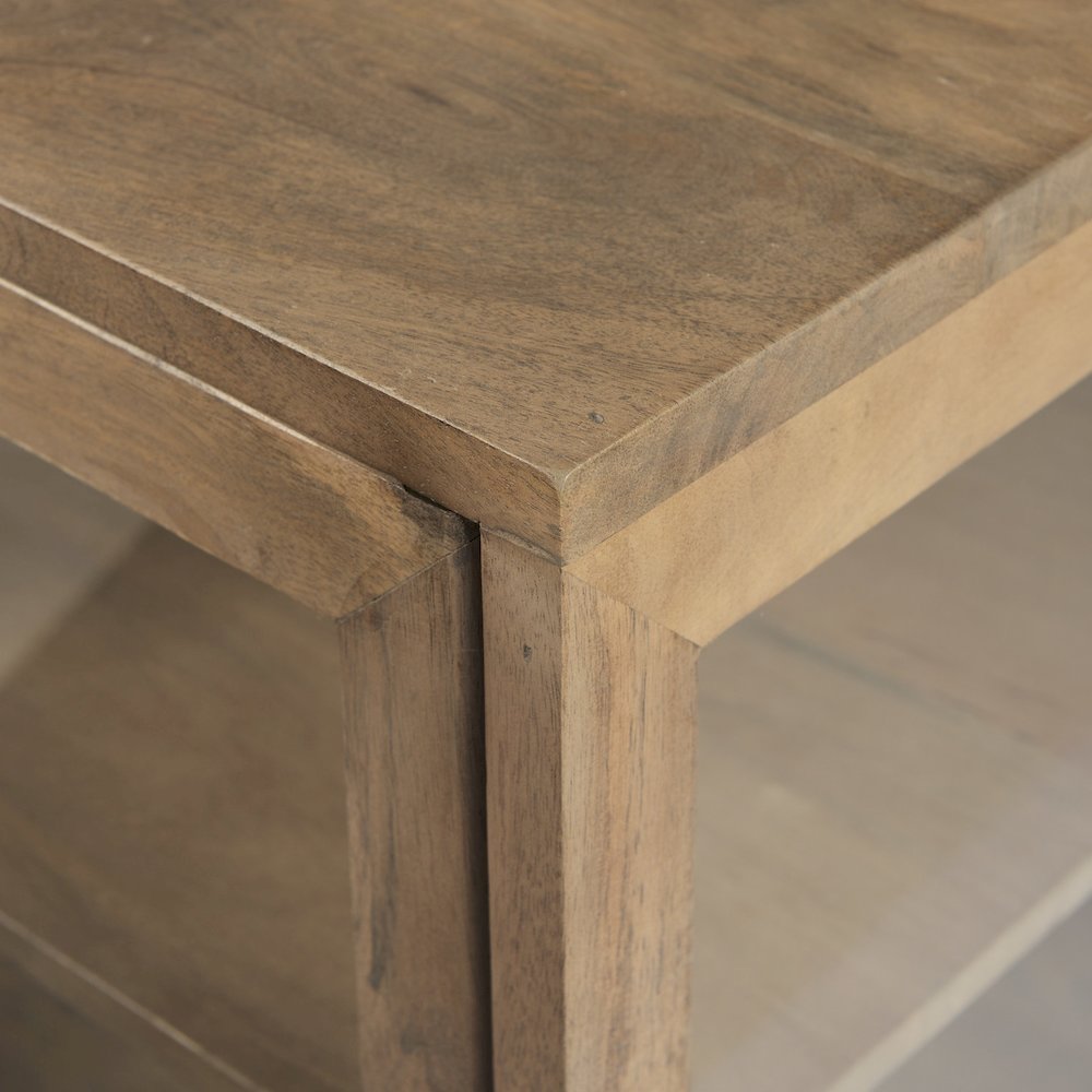 Arelius 20L x 18W x 26H Light Brown Wood Black Metal Frame End/Side Table