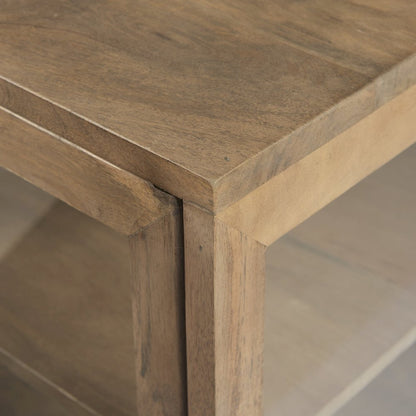 Arelius 20L x 18W x 26H Light Brown Wood Black Metal Frame End/Side Table