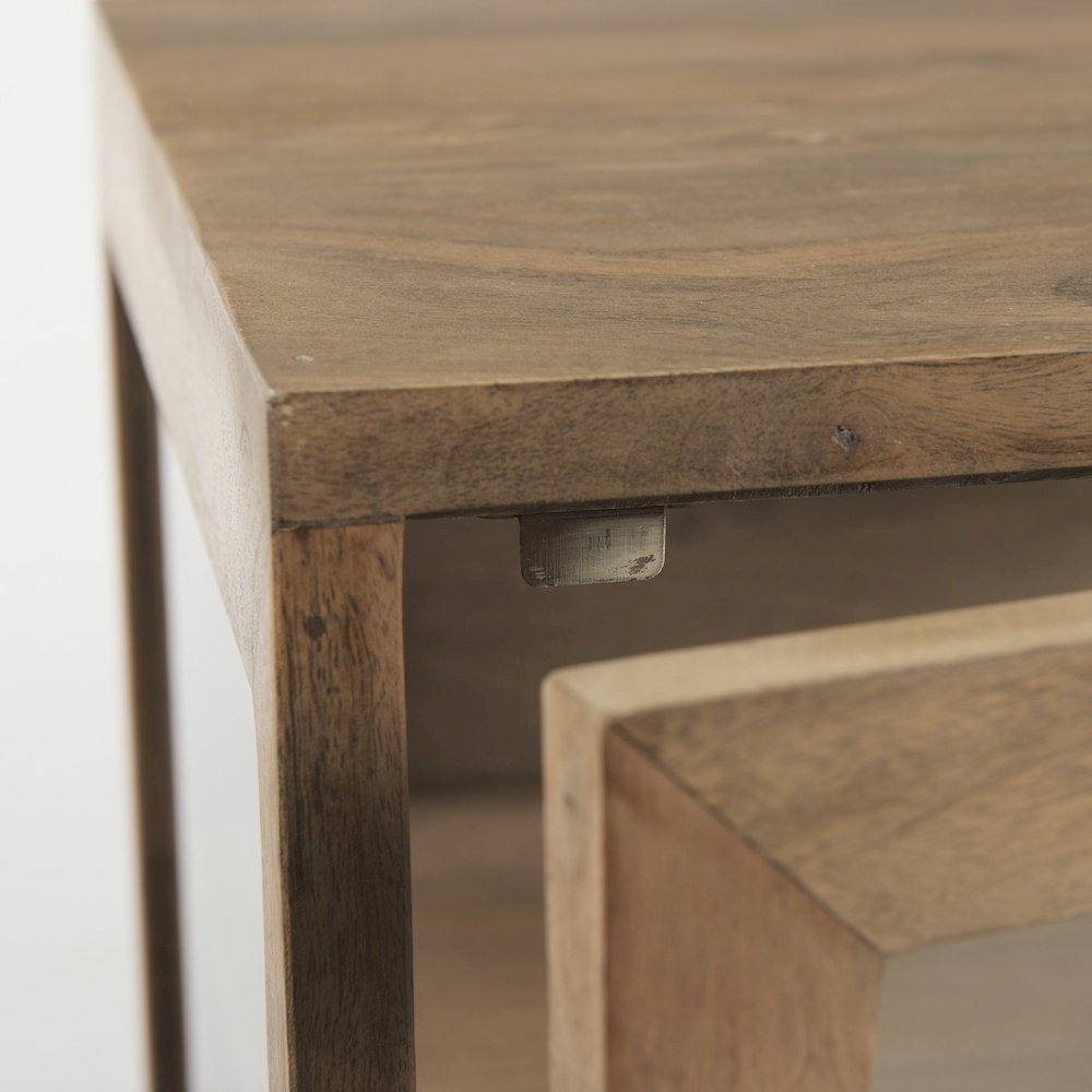 Arelius 20L x 18W x 26H Light Brown Wood Black Metal Frame End/Side Table