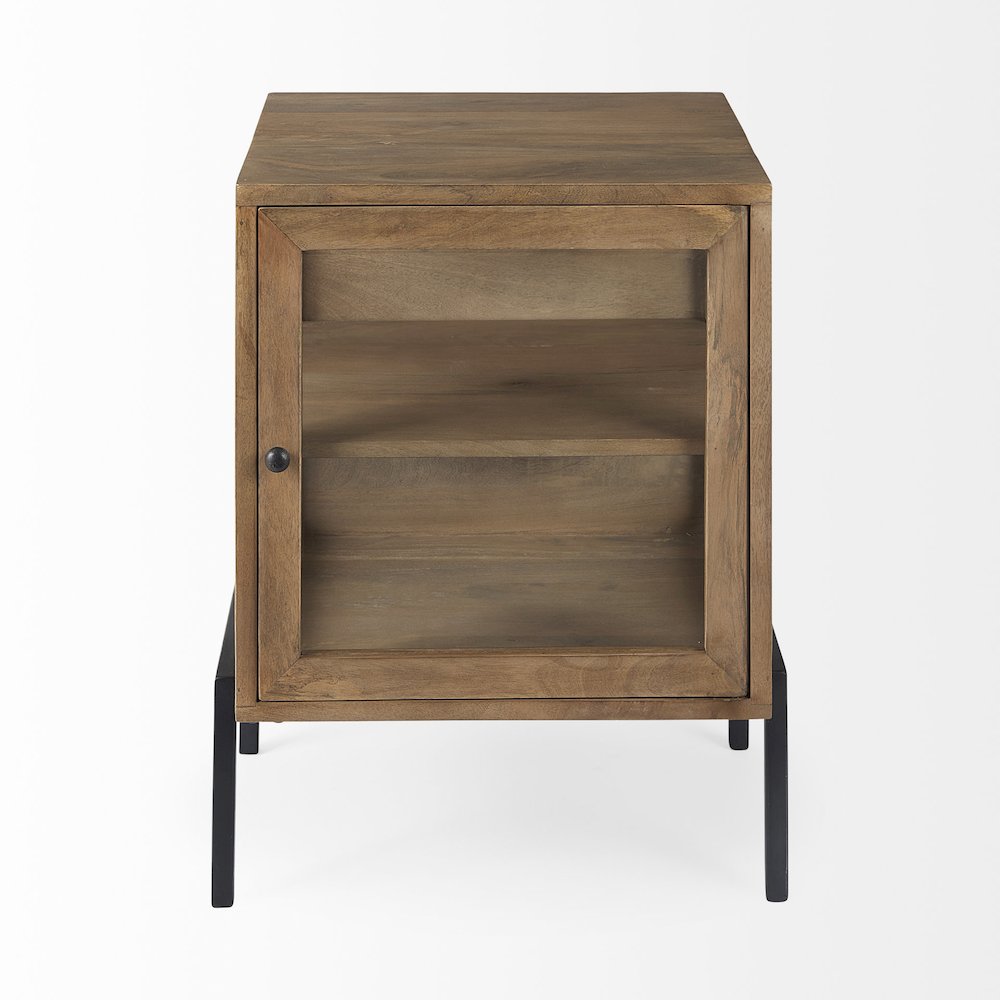 Arelius 20L x 18W x 26H Light Brown Wood Black Metal Frame End/Side Table