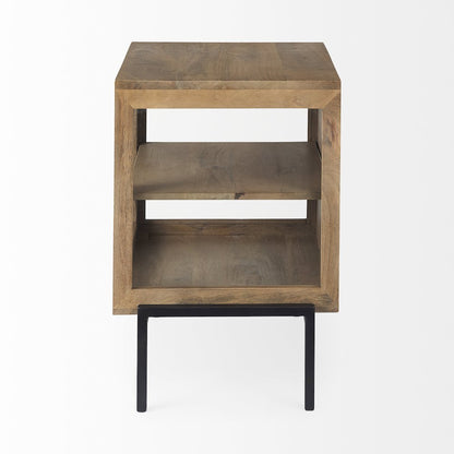 Arelius 20L x 18W x 26H Light Brown Wood Black Metal Frame End/Side Table