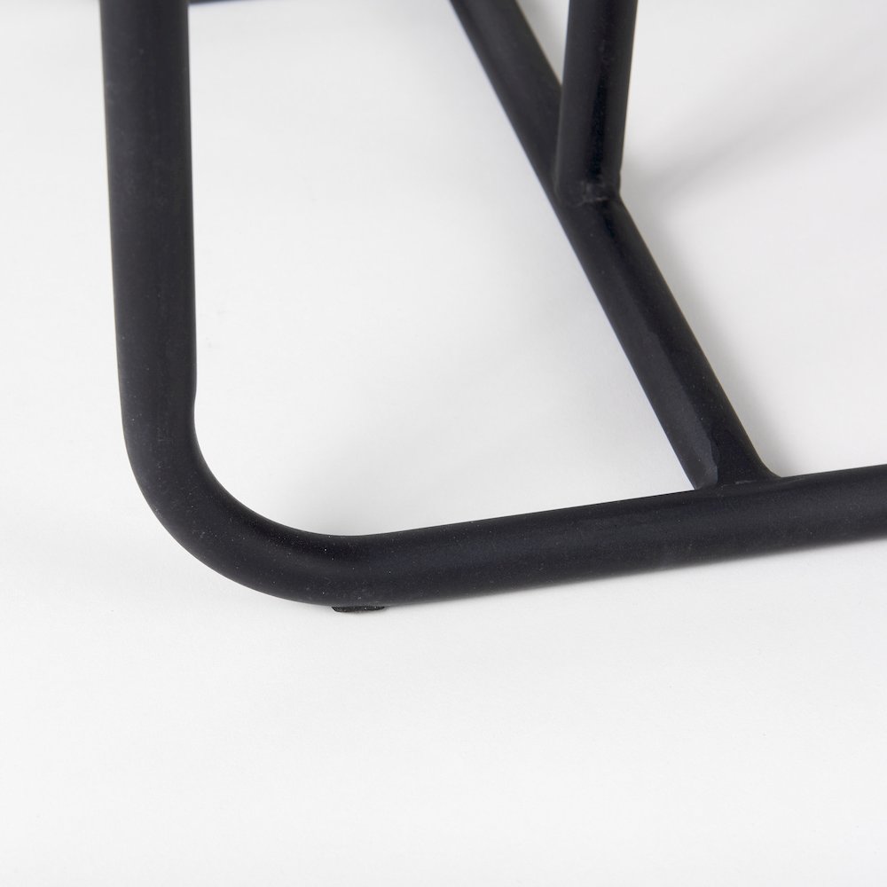 Kyra White Marble TopBlack Iron Frame C-Shaped End and Side Table