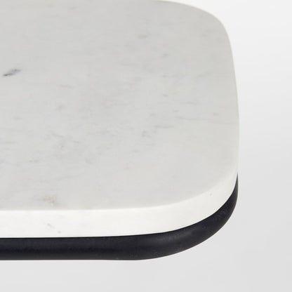 Kyra White Marble TopBlack Iron Frame C-Shaped End and Side Table