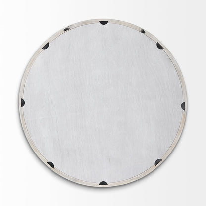 Gambit 46" Round White Wash Wood Frame Wall Mirror