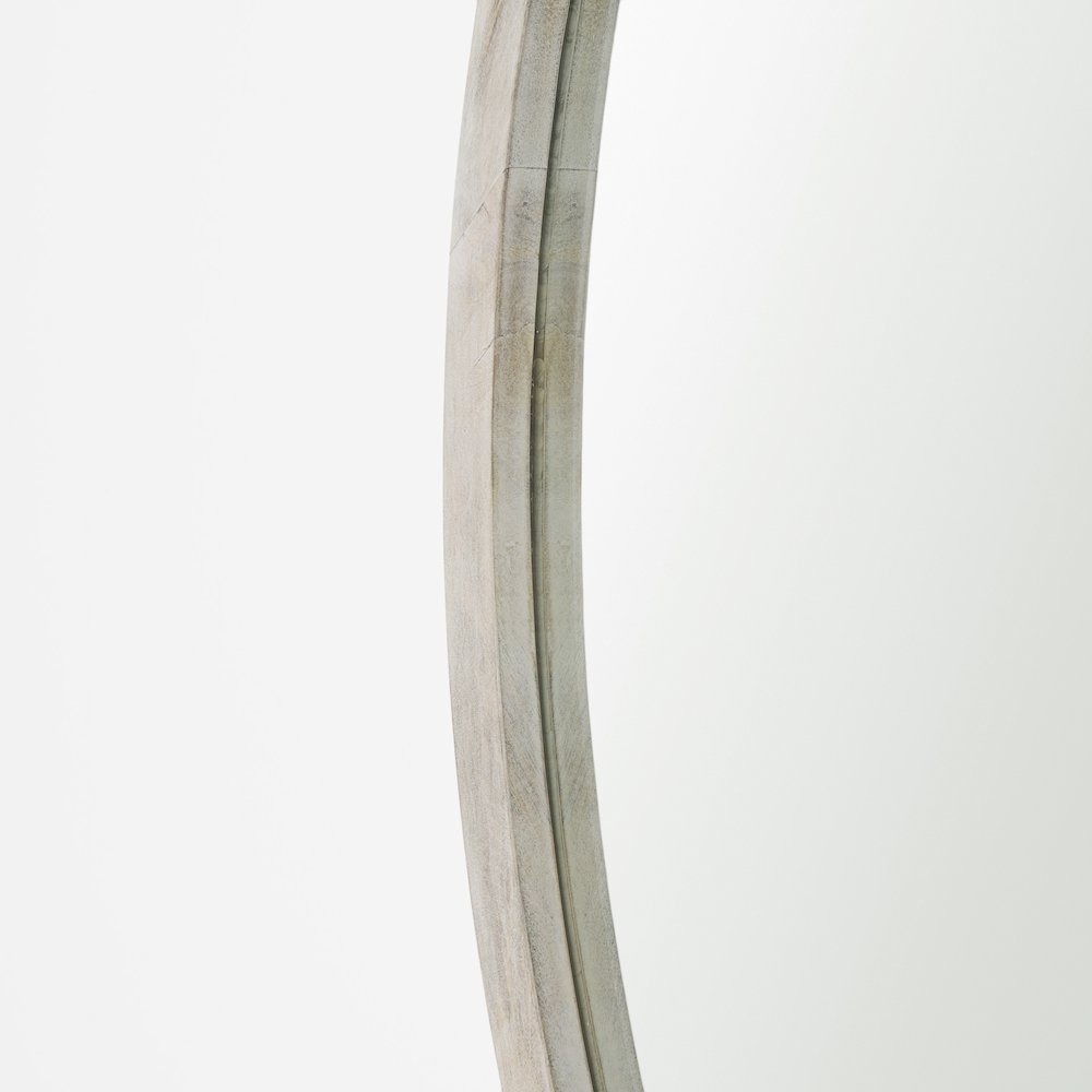 Gambit 46" Round White Wash Wood Frame Wall Mirror