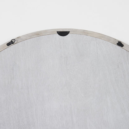 Gambit 46" Round White Wash Wood Frame Wall Mirror