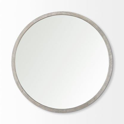Gambit 46" Round Gray Wash Wood Frame Wall Mirror
