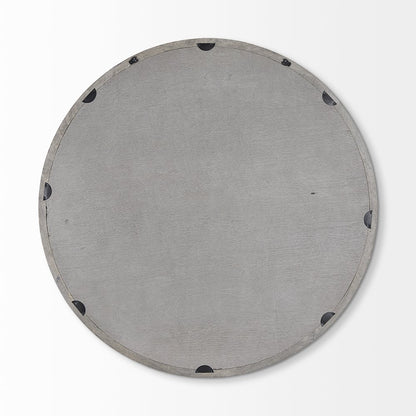 Gambit 46" Round Gray Wash Wood Frame Wall Mirror
