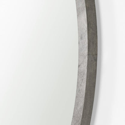 Gambit 46" Round Gray Wash Wood Frame Wall Mirror