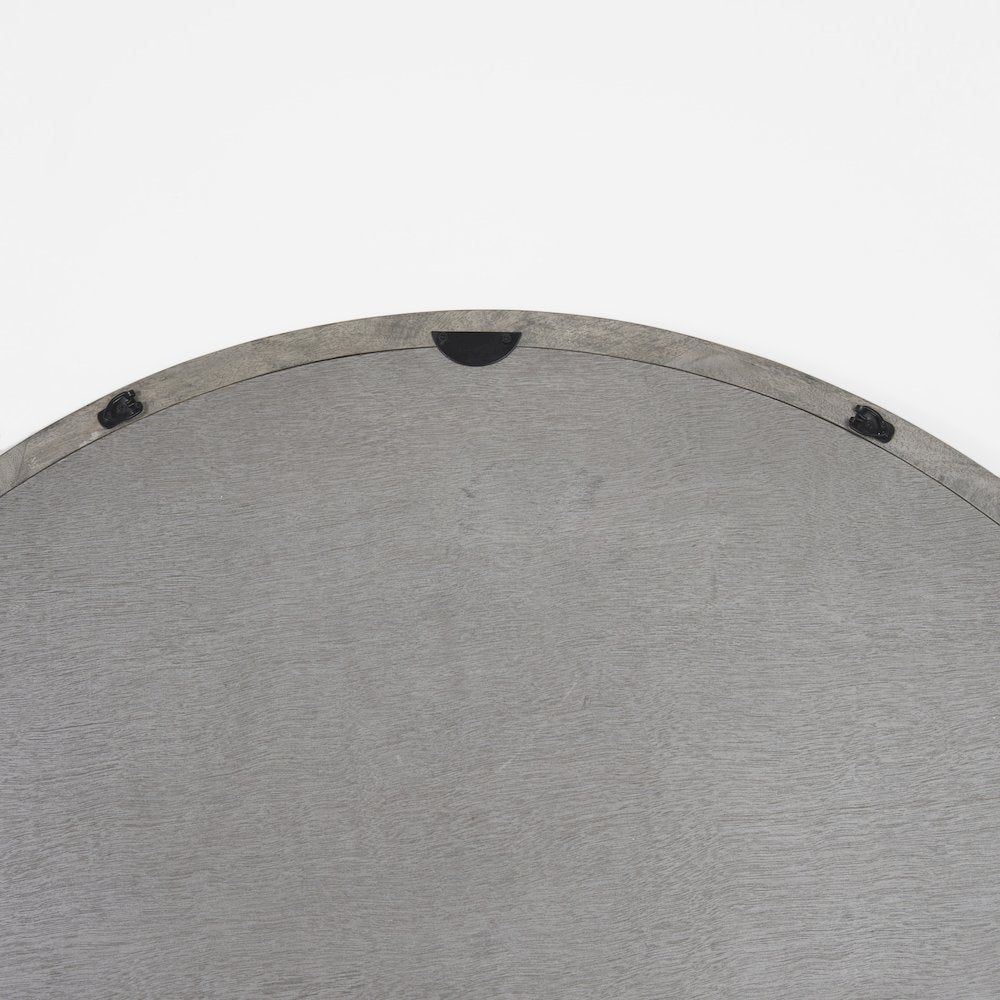 Gambit 46" Round Gray Wash Wood Frame Wall Mirror