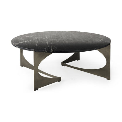 IBlack Marble Top Iron Coffee Table