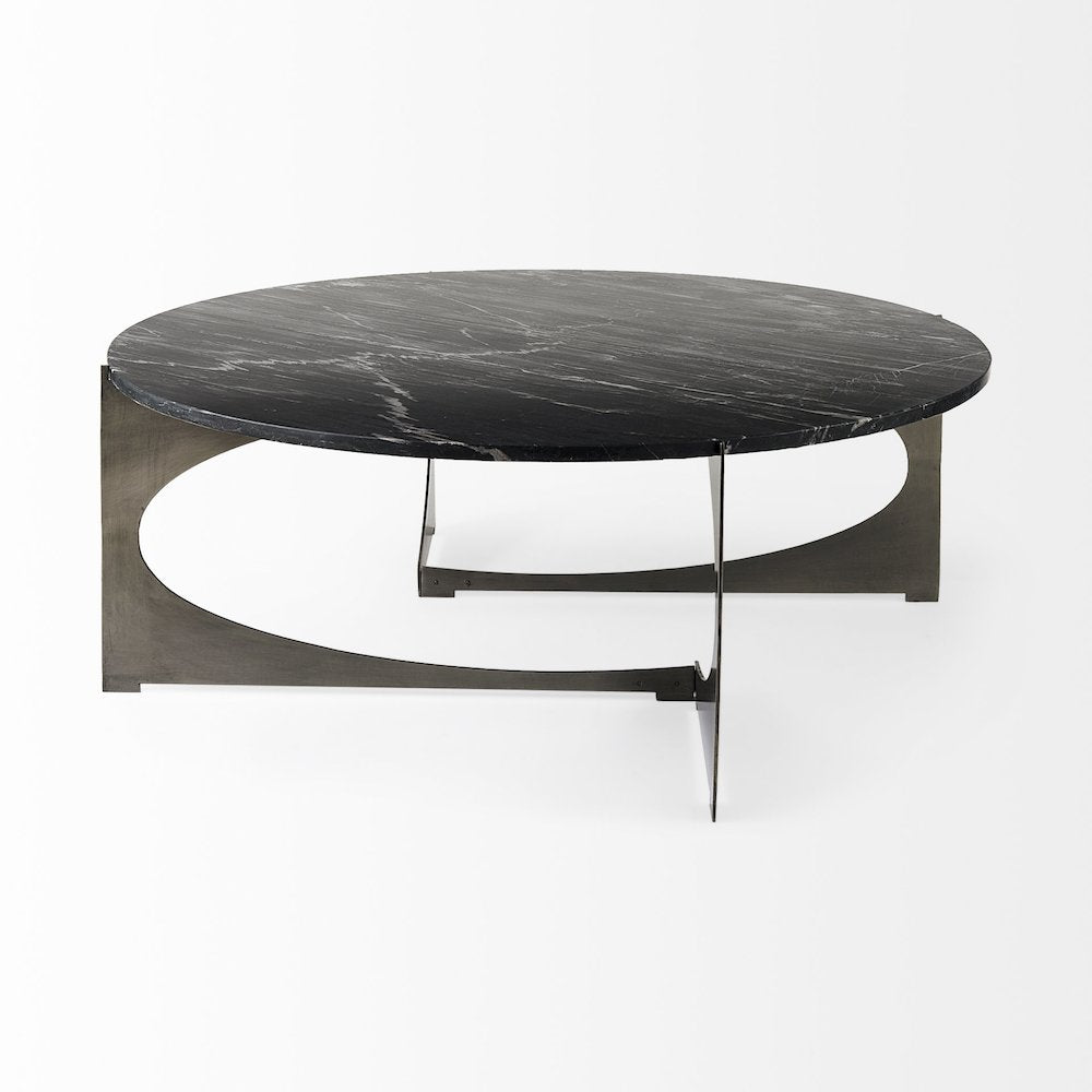 IBlack Marble Top Iron Coffee Table