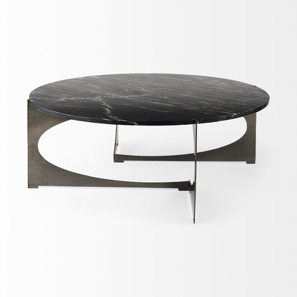 IBlack Marble Top Iron Coffee Table