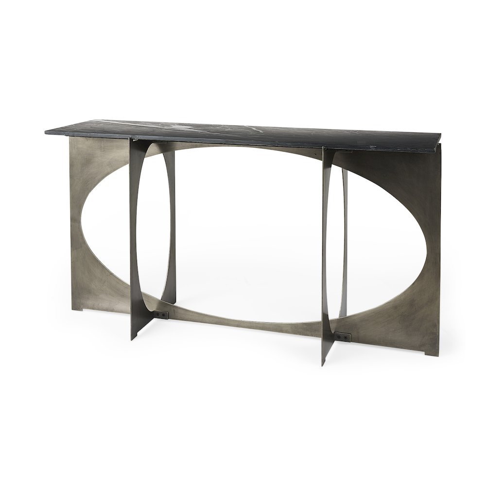 Iv Black Marble Top Iron Console Table