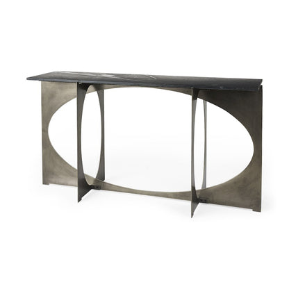 Iv Black Marble Top Iron Console Table