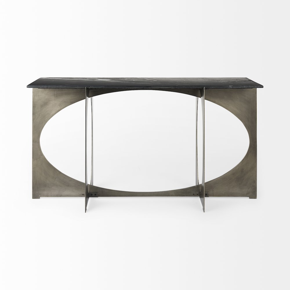 Iv Black Marble Top Iron Console Table