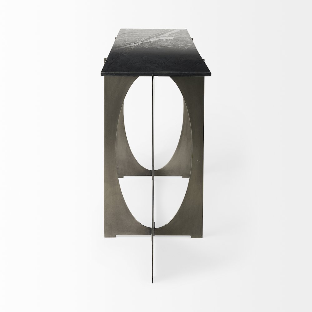 Iv Black Marble Top Iron Console Table