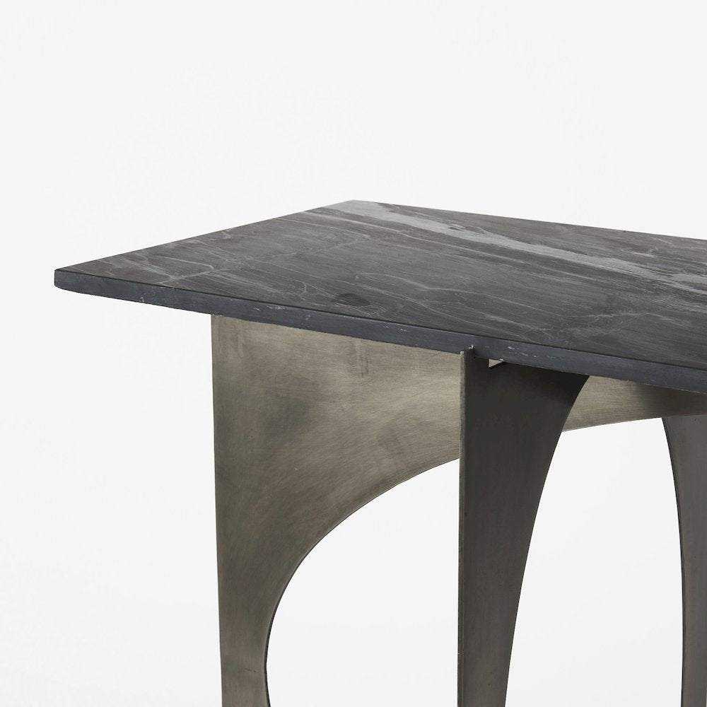 Iv Black Marble Top Iron Console Table