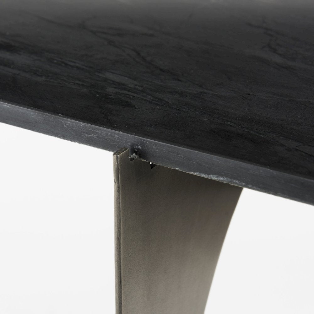 Iv Black Marble Top Iron Console Table
